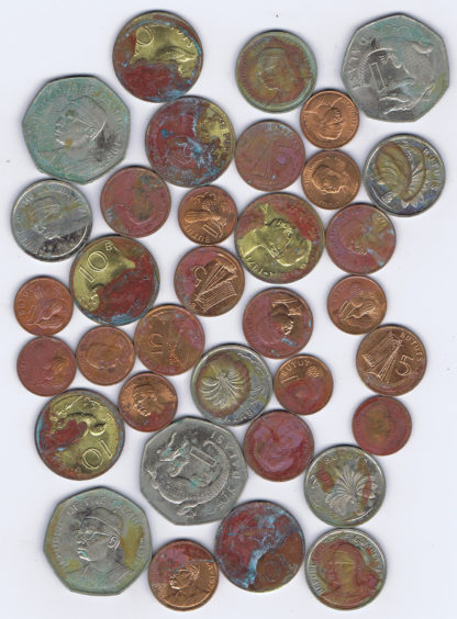 Gambia coin mix - water damaged 35 coins