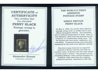 BRITAIN - GENUINE WORLD'S 1st STAMP PENNY BLACK ENCASE w/ CERT. of AUTHENTICITY
