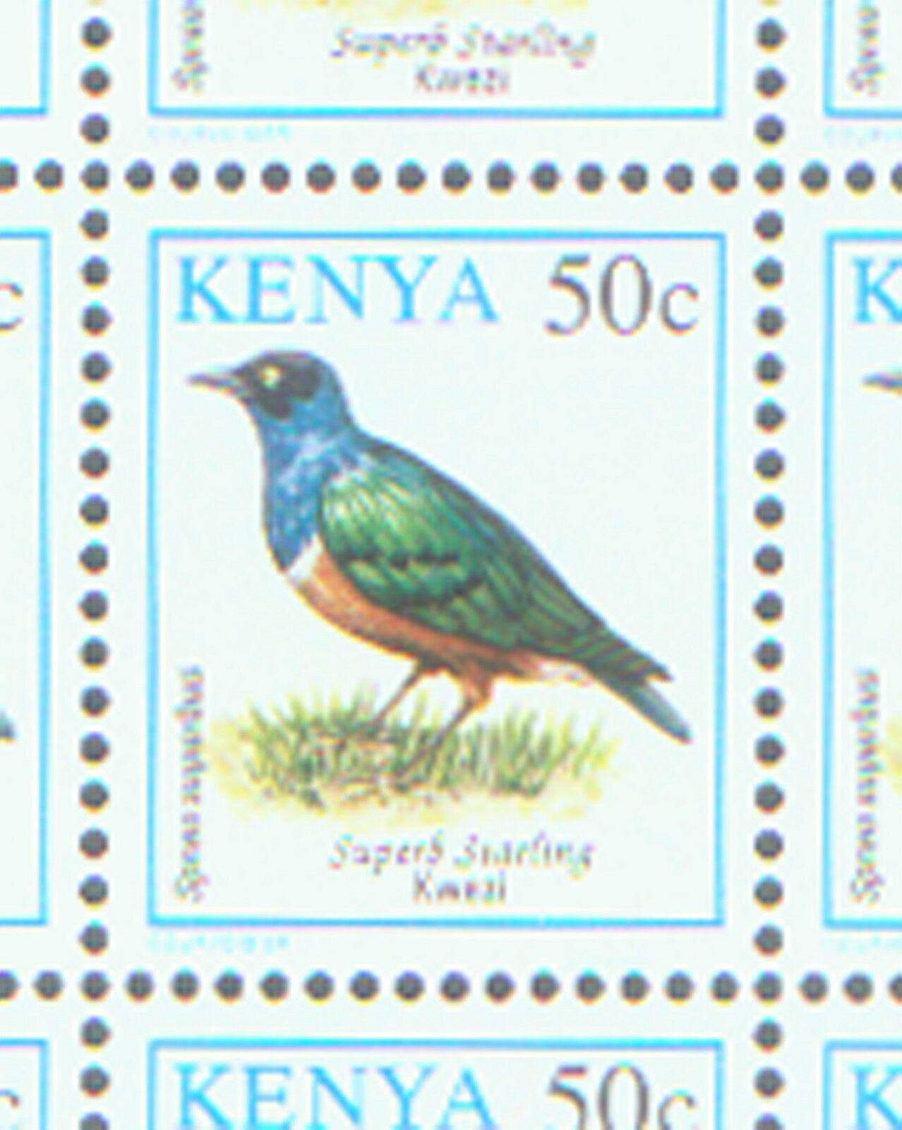 WHOLESALE SUPERB STARLING BIRD KENYA 1000 STAMPS ( 10 MINT SHEETS of 100 ) SWISS