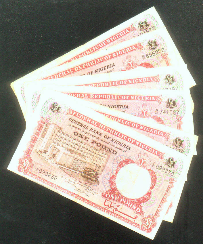 WHOLESALE 100 CIRCULATED NIGERIA £ 1 (ONE POUND) CATALOG # 8 of 1967 BIAFRA WAR