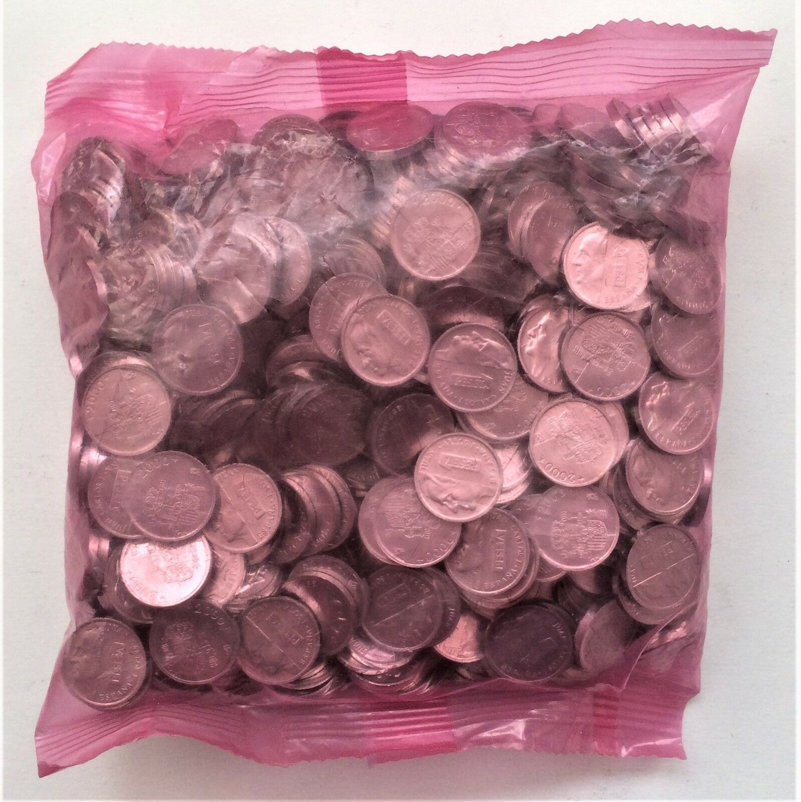 WHOLESALE 500 SPAIN UNC COINS of 2000 KM # 832 MILLENNIUM in BANK WRAPPED BAG