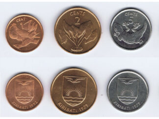 WHOLESALE 100 KIRIBATI UNC 1-2-5 CENTS COINS SHORT SETS DATED 1992 & 1979