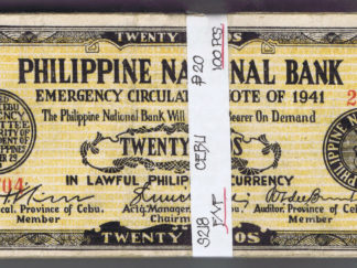 WHOLESALE 100 PHILIPPINES 20 PESOS CEBU GUERILLA of WWII PICK # S 218 NICE CIRC
