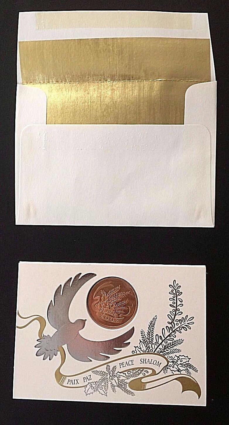 Box of 6 Unused Franklin Mint Holiday Cards with RADAR YEAR 2002 Peace Medal UNC