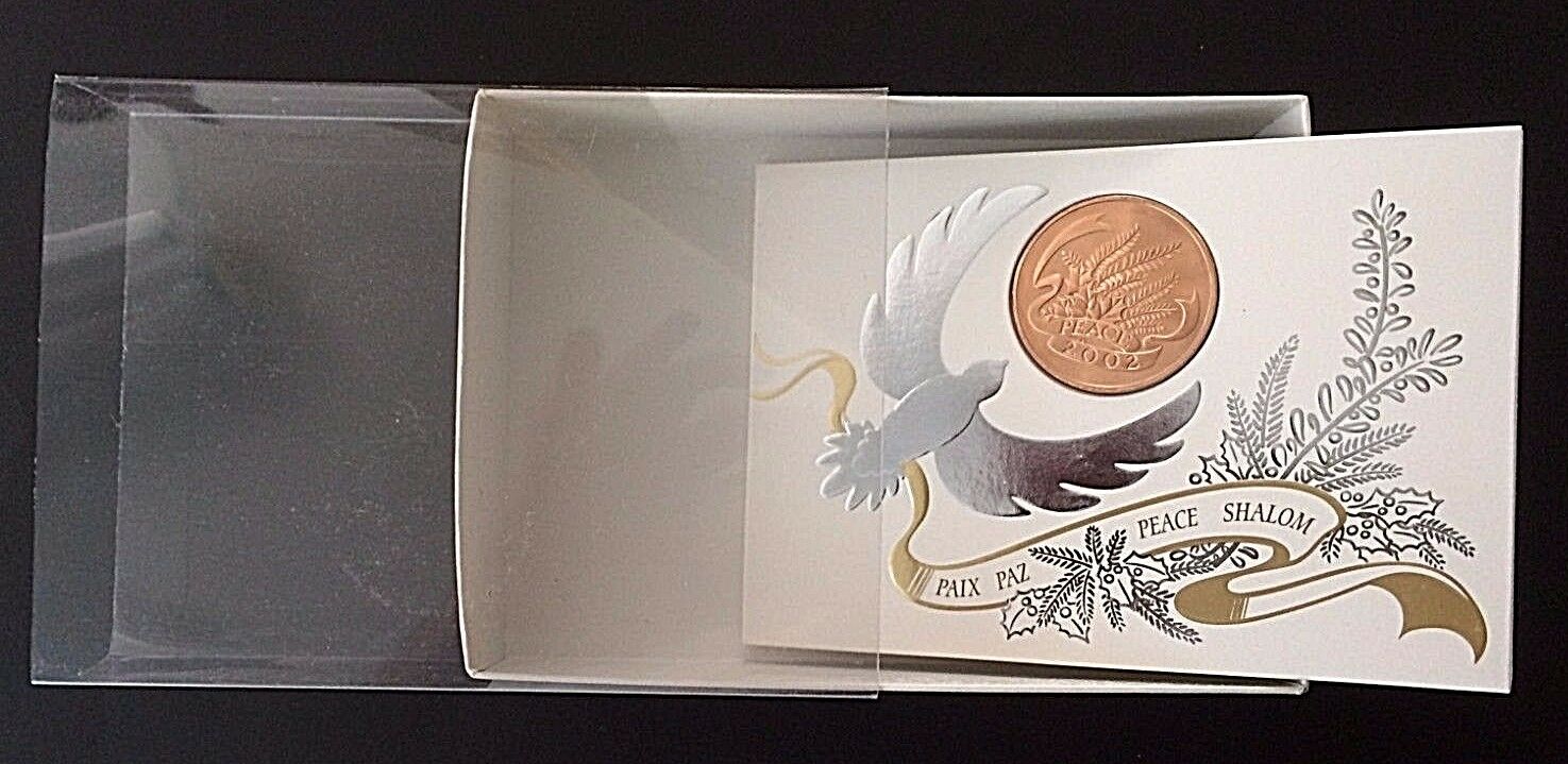 Box of 6 Unused Franklin Mint Holiday Cards with RADAR YEAR 2002 Peace Medal UNC
