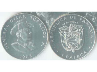 Panama Leader of the Revolution & Negotiator of Canal Treaties - 1984 One Balboa Coin with Omar Torrijos KM # 76