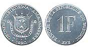 Burundi 1 Franc KM#19 UNC 1980