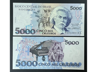 Brazil P#232 5000 Cruzeiros in UNC Piano